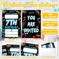 thumbnail image 3 of 7th Birthday Party Invitations for Boys Girls, Blue Glitter Graffiti Party Invitations, 20 Double-Sided Invite Cards with Envelopes, 7th Birthday Supplies Decorations, 4x6 Inch-A09, 3 of 6