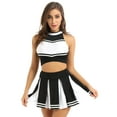 thumbnail image 3 of Doomiva Women's Adult Cheerleading Uniform Mini Pleated Skirt Schoolgirl Role Play Outfits Black S, 3 of 7