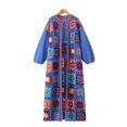 thumbnail image 3 of Suéter de punto tipo cárdigan largo a cuadros estilo abuela hecho a mano para mujer de verano de estilo europeo y americano, 3 of 4