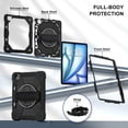 thumbnail image 2 of Dteck Case for iPad Air 13 inch 2025/2024 (M3/M2) with Pencil Holder, Shockproof Silicone + PC 3 Layer Protection Case Heavy Duty 360° Rotating Hand Strap Kickstand Cover,Black, 2 of 8