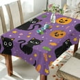 thumbnail image 4 of 60x60 Inch Tablecloth Polyester Square Tablecloth for Home Kitchen Dinner Decor Black Cats and Candy, 4 of 9