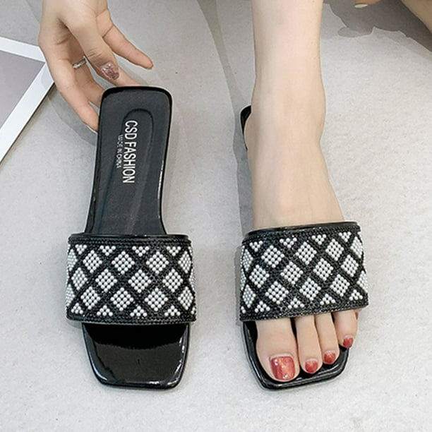 Flat heel best sale slippers