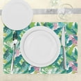 thumbnail image 3 of Ambesonne Leaf Place Mats Set of 4, Flowers Plumeria Lilacs, Standard Size, Yellow Green Pale Blue, 3 of 6
