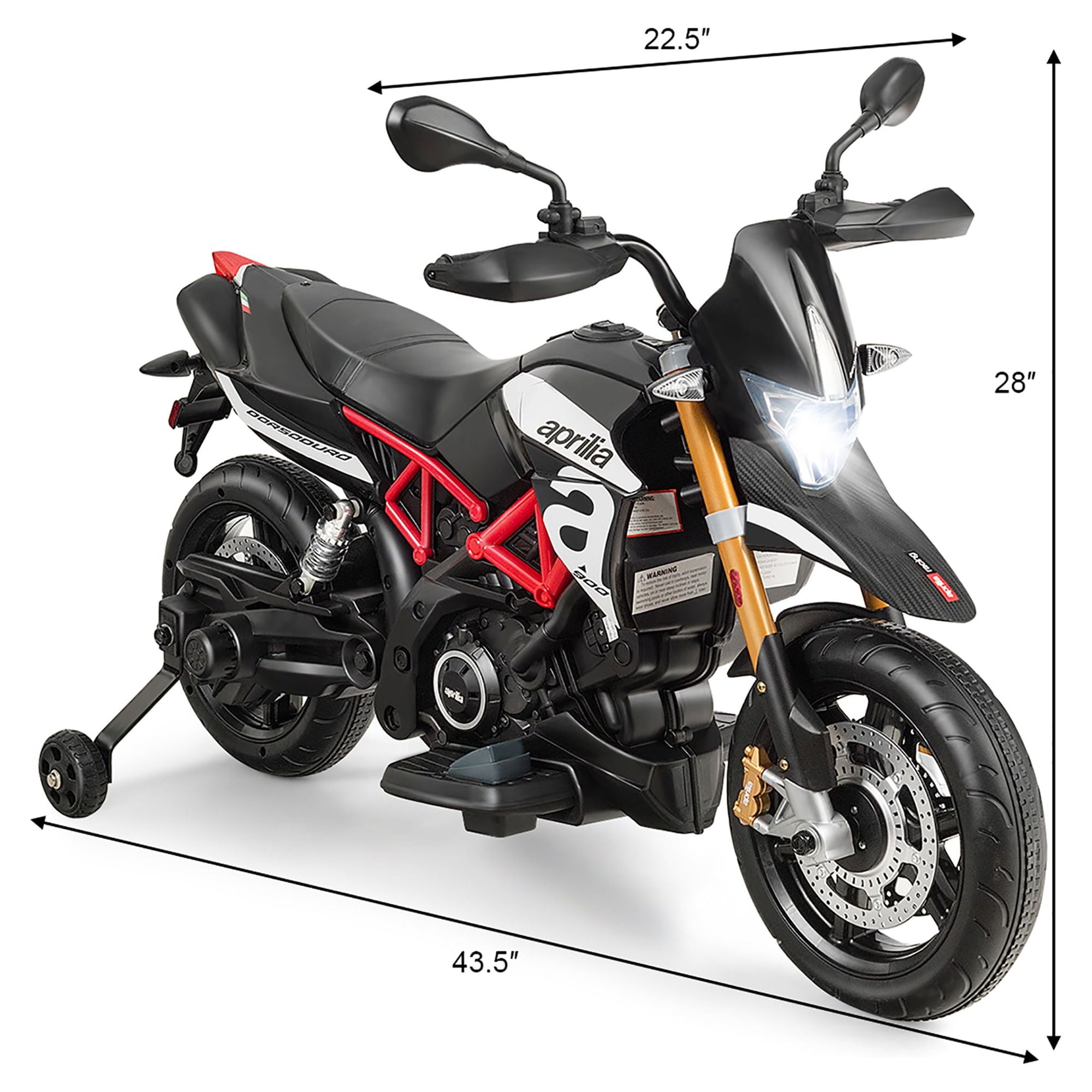 Costway 12V Kids Ride-On Motorcycle Motor Bike w/ Training Wheels Black