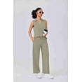 thumbnail image 3 of PINSPARK Lounge Sets for Women Summer Vacation Outfits 2 Piece Sleeveless Side Slits Tops and Wide Leg Pants Matching Casual Clothing, 3 of 8