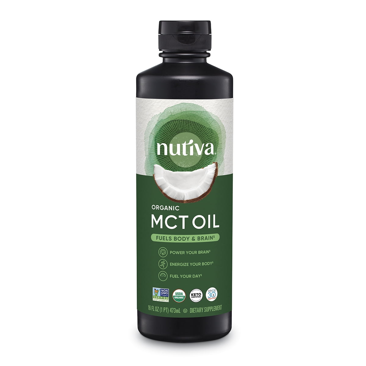 Nutiva Organic MCT Oil with Caprylic & Capric Acids from Organic Fresh Coconuts, 16-fl oz