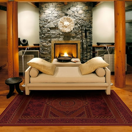 Orian Manchester Olefin Rug, Merlot, 5'3" x 7'6"