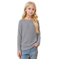 thumbnail image 5 of TQWQT Girls Fall Long Sleeve Shirt Plain Tshirts Kids Crew Neck Size 10-12 Cute Girls Tops Tween Girls Clothes Trendy Fall Outfits Gray 13-14 Years, 5 of 6