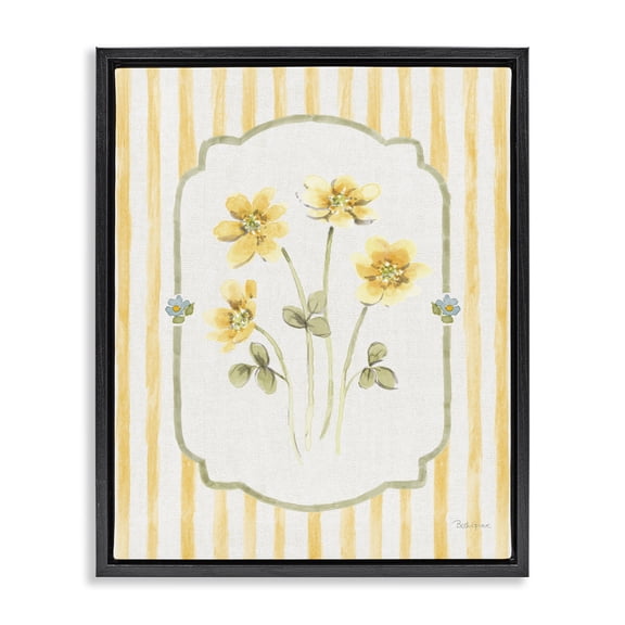 Stupell Industries French Country Sweet Honey Flowers Black Floating Frame Canvas Art, 17 x 21, by Beth Grove