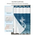 thumbnail image 2 of No Hook Cloth Fabric Shower Curtain with Snap in Liner, Nautical White Anchor Waterproof Shower Curtains Set with See Through Top Window, Blue Gradient Ocean Abstract Bath Curtains Shower 72"x96", 2 of 6