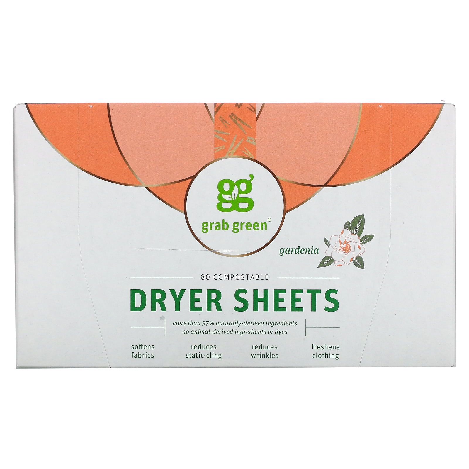 Dryer Sheets, Gardenia, 80 Count, Grab Green