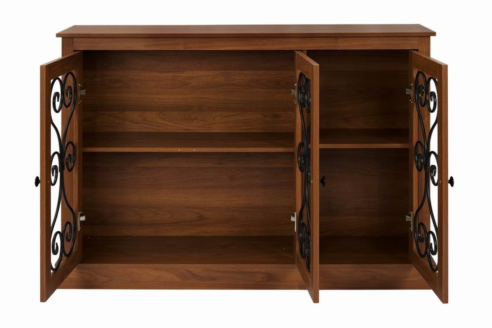 Farmhouse Storage Cabinet 31.5x15.75x35.43 Inch with 3 Metal Doors for Living Room Entryway Kitchen