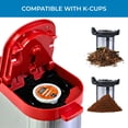 thumbnail image 3 of Kenmore Single Serve Coffee Maker & Stainless Steel Travel Mug, Capsule/Pod & Ground Coffee Brewing, K Cup Compatible, Hot & Iced Coffee Machine, 6 to 14 Oz Brew Sizes, Auto Shut-Off, Red, 3 of 8
