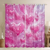 Manfei Love Heart Print Girl Black Out Curtains,Dreamy Princess Curtains Pack of 2 (42x63 Each),Romantic Sweet Bedroom Curtains,Ultra Soft Home Decor