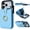 Blue, variant on Compatible with iPhone 17 Pro Case Wallet with Card Holder, 360°Rotation Finger Ring Holder Kickstand, RFID Blocking Leather Protective Double Buttons Shockproof Cover 6.3 Inch White