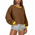 thumbnail image 2 of biudgviw Cropped Sweatshirt for Women Oversized Crew Neck Tunic Pullover Tops Loose Casual Long Sleeve Drop Shoulder Tops Fall Outfits, 2 of 5