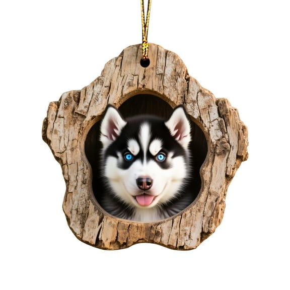 Lilgiuy Forest Animal Christmas Tree Ornaments, 2D Christmas Dog Pattern Acrylic Ornament, Forest Decorations Dog Seasonal Decor, Keepsake Gifts for Dog Lovers (3.15")