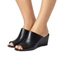 thumbnail image 4 of YDN Women Comfortable Peep Toe Slipper Pumps Slip On Wedge High Heels Backless Sandals Office Causal Slide Shoes Size 7 Black, 4 of 4