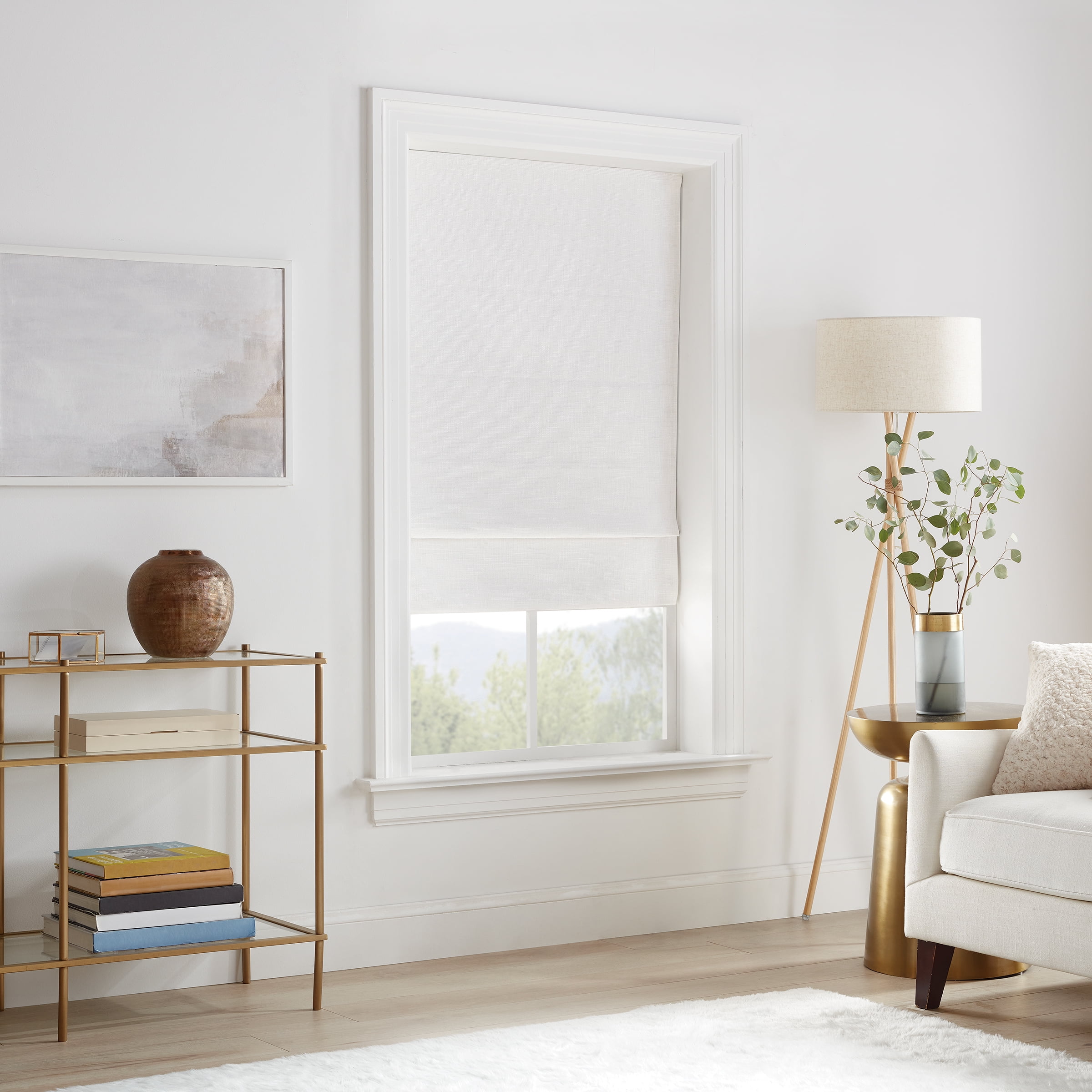 Eclipse Drew Textured Solid 100% Total Blackout 35" Cordless Roman Shade - White