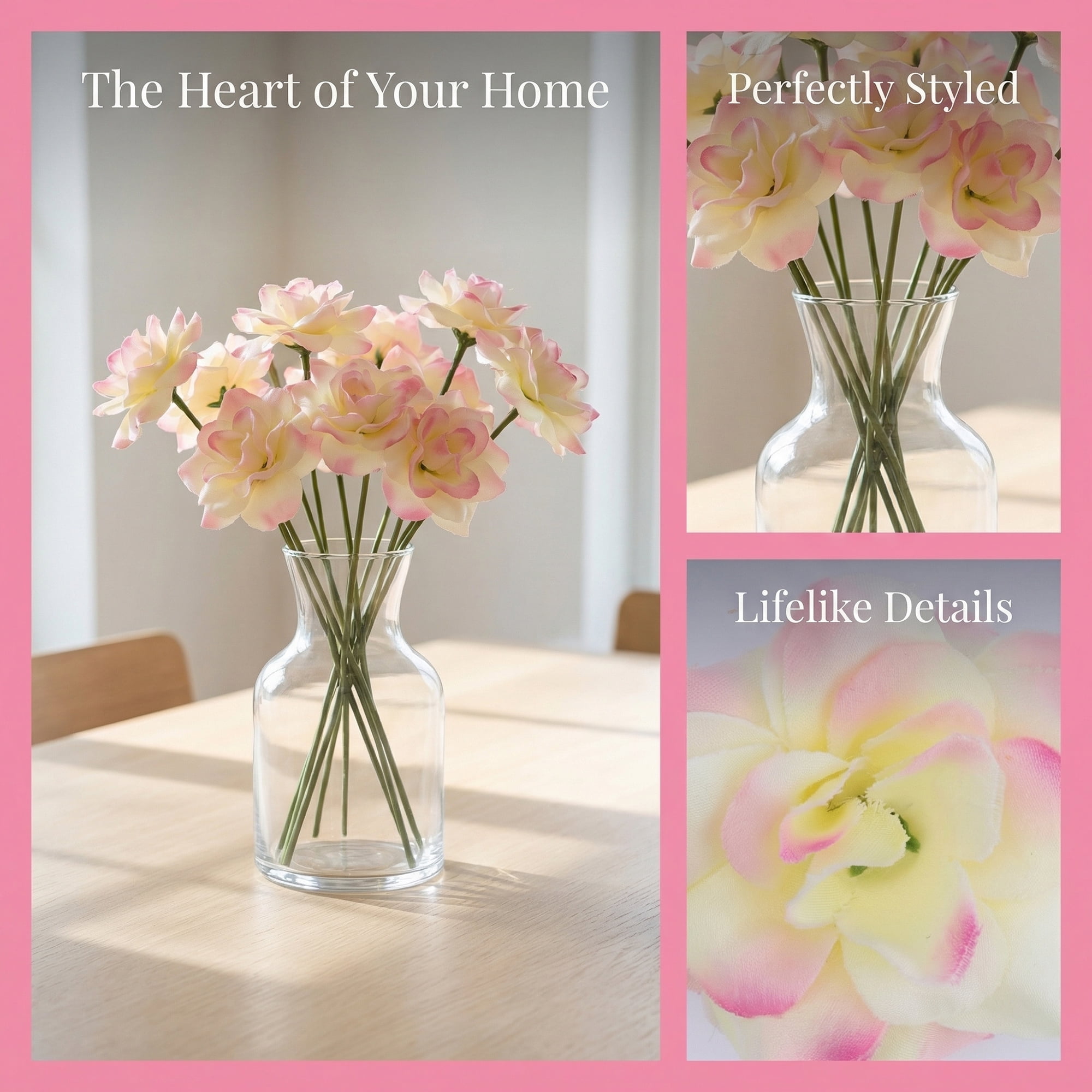Unique Bargains Artificial Roses Silk Detachable Head Flowers Decor MultiColor 5.9 in