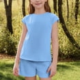 thumbnail image 6 of Girls Outfit Sets Summer Casual Athletic 2 Piece Baby Clothes for Girls Casual Clothing Sets Blue 9-10 Years, 6 of 8