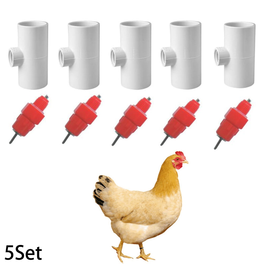 5 Pack Poultry Drinking Nipples Chicken Hen Automatic Water Drinker & Fitting! 