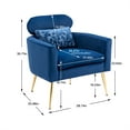 thumbnail image 7 of Modern Velvet Accent Chair with Waist Pillow, Mid Century Modern Upholstered Armchair with Headrest & Padded Seat & Gold Metel Legs, Living Room Chair Vanity Chair for Home Office, Navy, 7 of 7