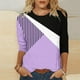 thumbnail image 2 of Elegante blusa de manga corta con cuello redondo retro para mujer con estampado de manga tres cuartos OAVQHLG3B Store lin121212, 2 of 4
