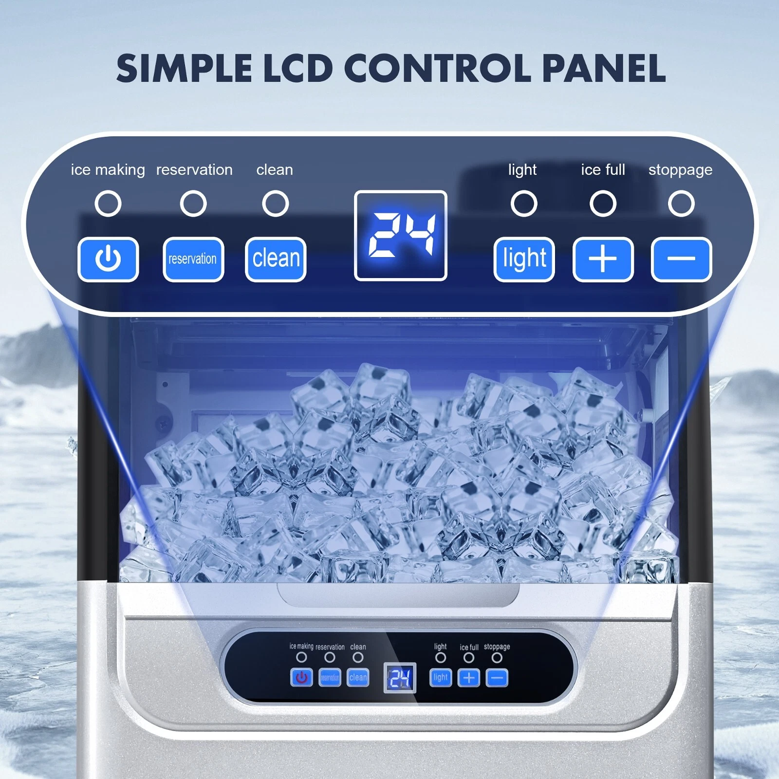 90lbs Built-In Commercial Ice Maker Stainless Steel – SUPER-HYPRESS BY-Z20FT – 24H Yield, Drawer Style
