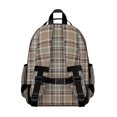 thumbnail image 3 of Brown Beige Plaid Checkered Pattern Backpack for School,Cute School Bag,Schoolbag with Adjustable Shoulder Straps & Padded Back,15.25"x11.5"x5.25", 3 of 5