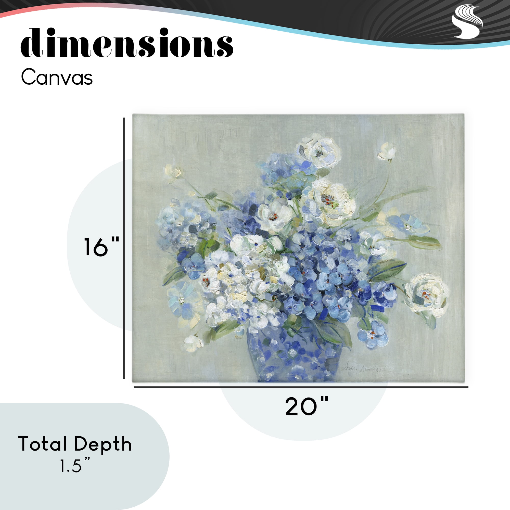 Stupell Industries Serene Blue And White Bouquet Canvas Wall Art, design by Sally Swatland