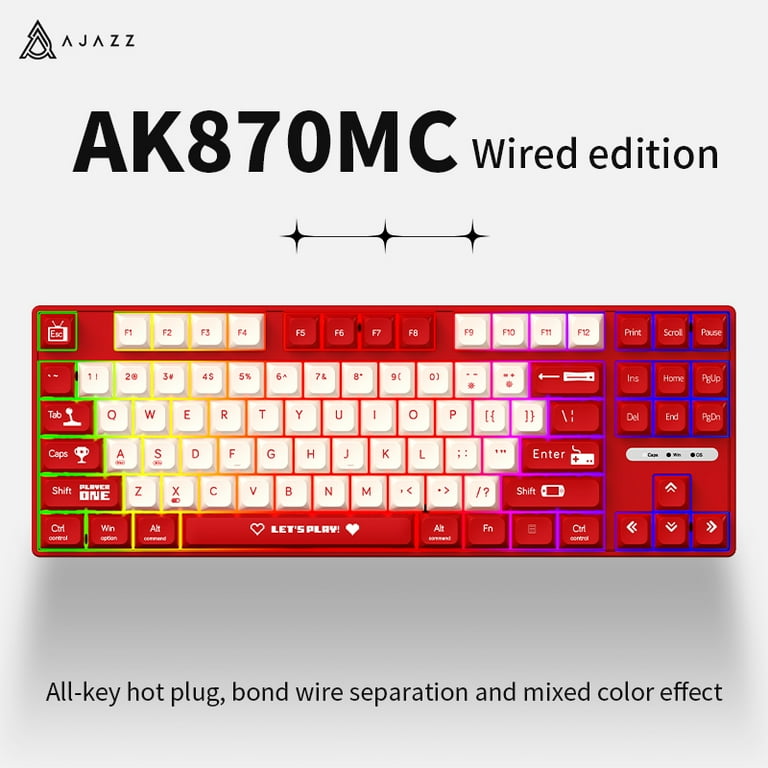 Ajazz AK870MC 87 Keys Gasket-Mounted Wirrd Gaming Keyboard with