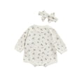 thumbnail image 3 of xiaxaixu Bébé Manches Longues Romper+ Arc Bandeau, Fleur Vêtements à Col Rond, 3 of 6