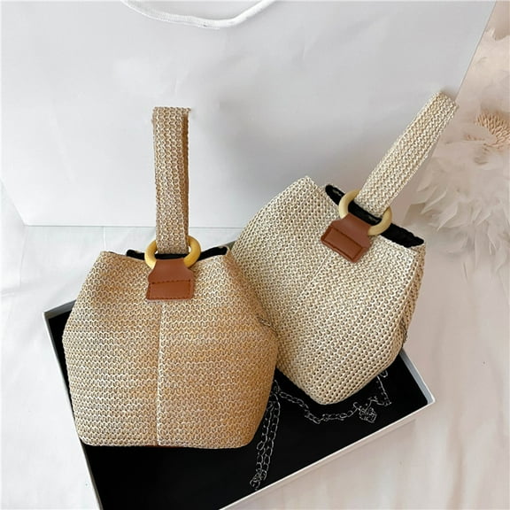 Hfnxid Straw Woven Bag Beach Clutch Purses Women Vacation Shell Shoulder Crossbody Summer Dumpling Handbag Basket Tote