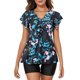 thumbnail image 3 of MKLEKYY Trajes De Baño Mujer Short Women'S Swimwear Tankini 2 Piece Normal Swimsuit Backless 2 Piece Printing Adjustable Print Color Padded Strap Bathing Suits Sexy Vacation Beach Wear, 3 of 6