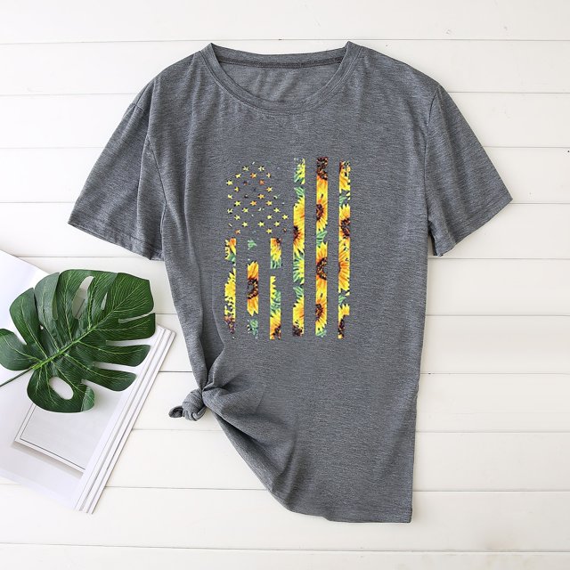 Puntoco - Camiseta de manga corta para mujer, informal, holgada, con cuello redondo, estampada Puntoco Puntoco-5690