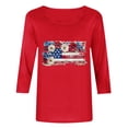 thumbnail image 3 of Womens Floral Graphic Tees 3/4 Sleeve Trendy Holiday Patriotic Tshirts Tops Independence Day Vacation Pullover Red, S, 3 of 5