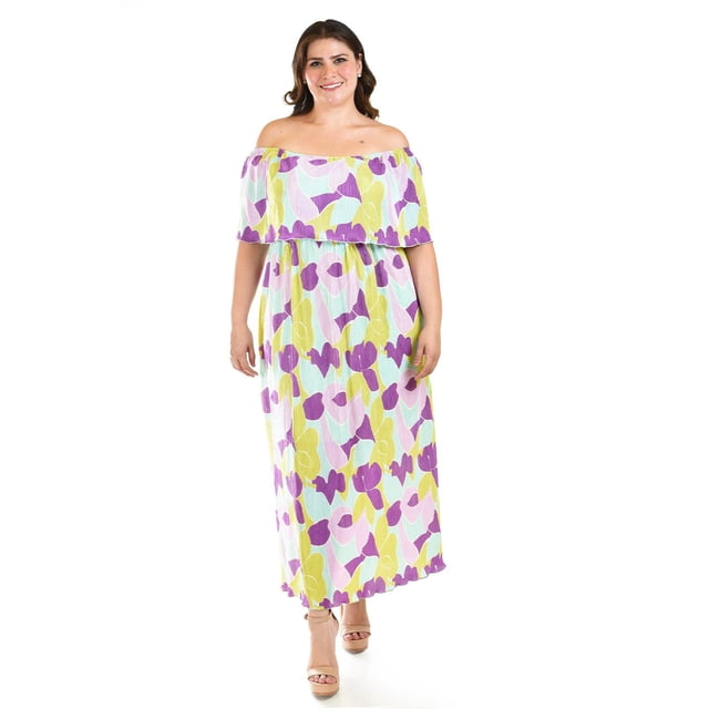 Vestido plisado Roman Fashion 2319 Morado Talla Extra