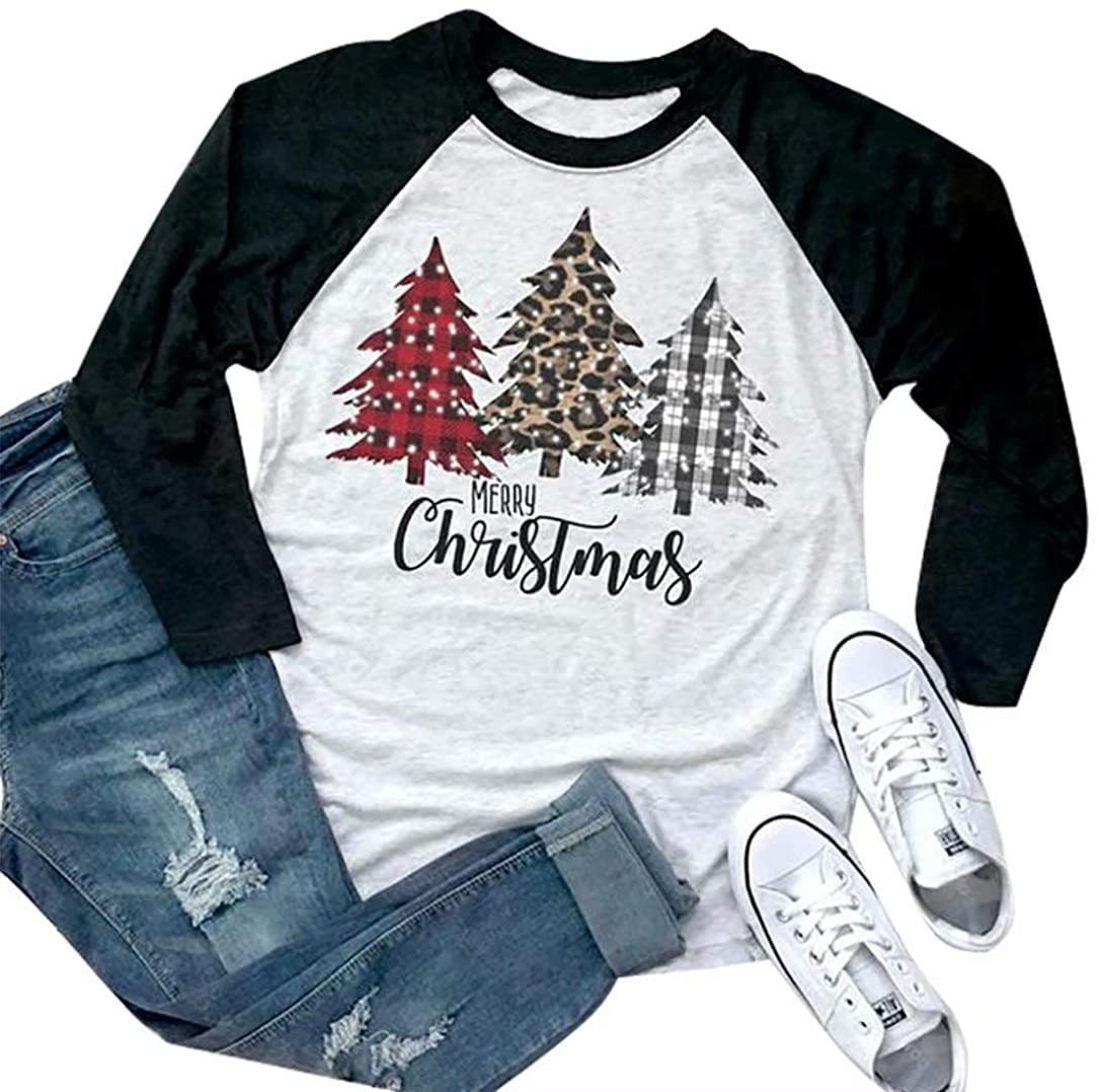 Shirt Women Leopard Plaid Tree Shirt 