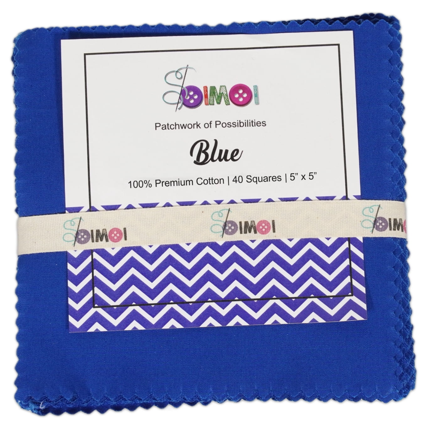 Soimoi 40 Pcs 5 X 5 inches Solid Quilting Fabric Bundles Precut, DIY Cotton Fabric Squares, Solid Layer Cakes Patchwork Materials for Crafts, Charm Squares for Quilts, Sewing - Blue