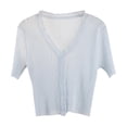 thumbnail image 3 of TaTaai Fall Short Sleeve Cardigan Women V Neck Solid Knit Button Sun Protection Lightweight Top for Summer, 3 of 5