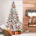 thumbnail image 4 of Gymax 8 FT Artificial Snow Flocked Christmas Tree Hinged Xmas Tree w/ Metal Stand, 4 of 10