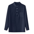 thumbnail image 6 of LYXSSBYX Men's Performance Long Sleeve Shirt Moisture Wicking Crew T-Shirt Baggy Cotton Linen Solid Pocket Turn-down Collar Tops, 6 of 8