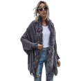 thumbnail image 4 of Suéter informal abrigo de longitud media a prueba de frío suave mujer invierno cuello de felpa capa larga, 4 of 5