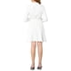 thumbnail image 3 of Vestido de camisa abotonado con cinturón de manga larga y lunares para mujer Inspire Chic XS Blanco, 3 of 6