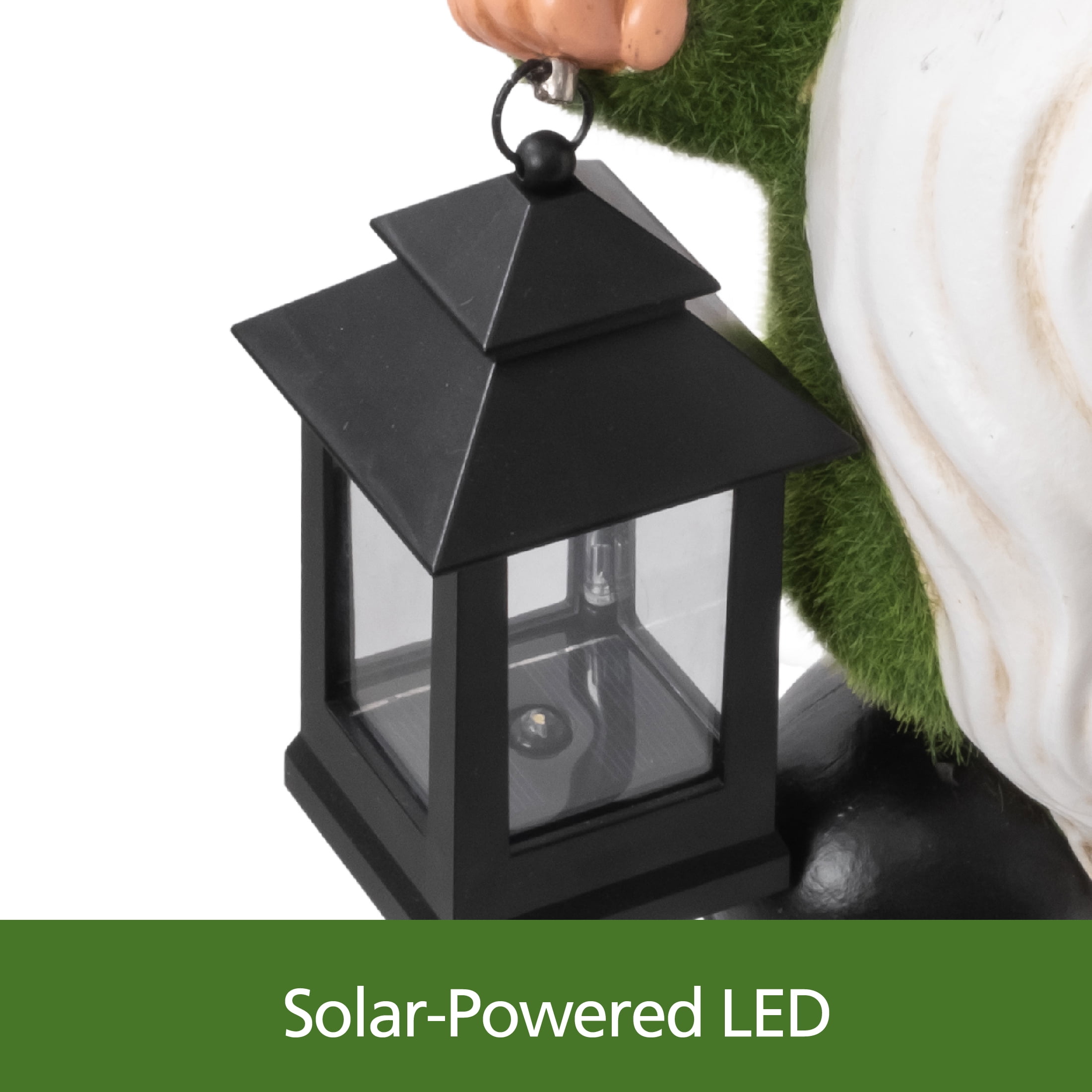 Mainstays Solar Mossy Gnome Garden Statue with LED Lantern