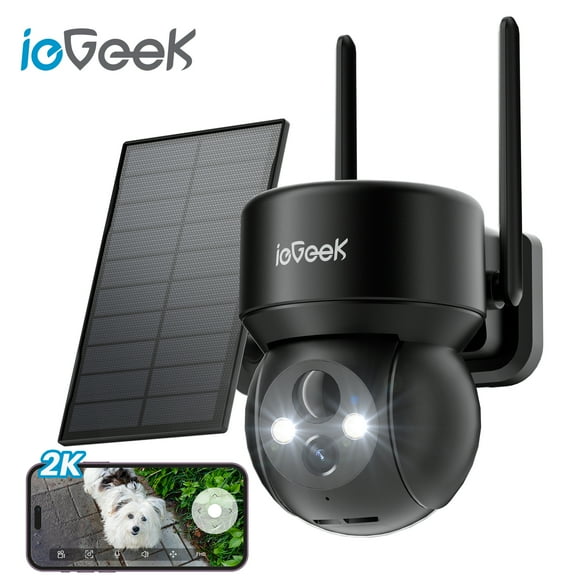ieGeek Security Cameras Wireless Outdoor, WiFi, 2K 360 View PTZ, Solar Powered Home Surveillance Camera, Color Night Vision, Motion Sensor