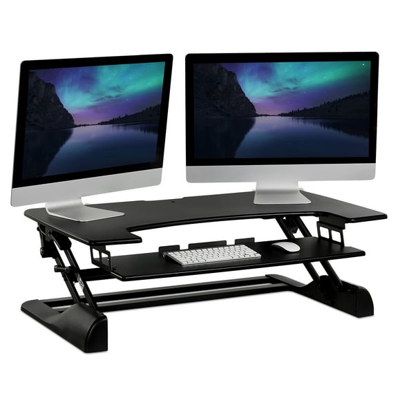 Mount-It! Height Adjustable Standing Desk Converter, Black | 48” Wide