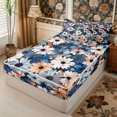thumbnail image 3 of Manfei Vintage Floral Daisy Zipper Queen Comforter Set with Fitted Sheet and 2 Pillowcases,Rustic Botanical Zipper Bedding Set,Reversible, 3 of 7