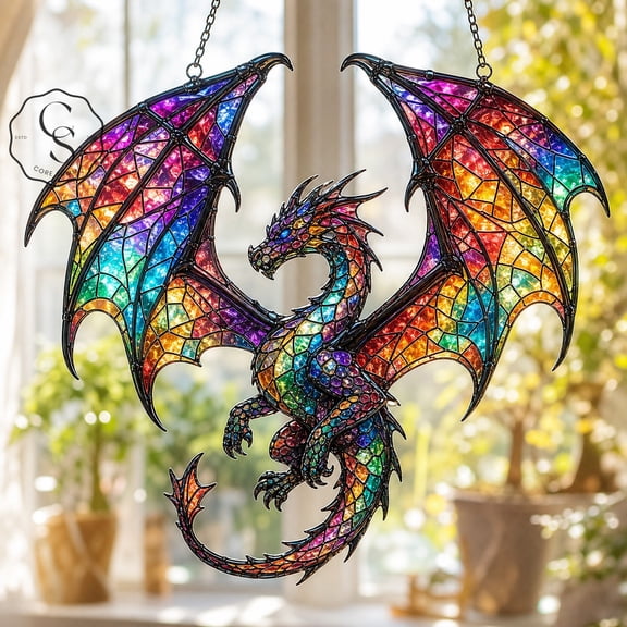 Dragon Suncatcher Rainbow Holographic Window Hanging Ornament for Dragon Lovers